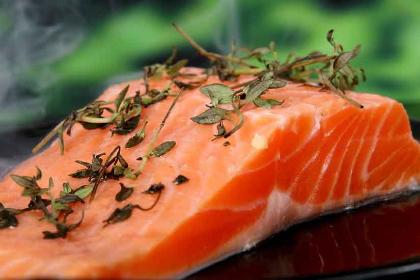 Image of fat rich raw salmon