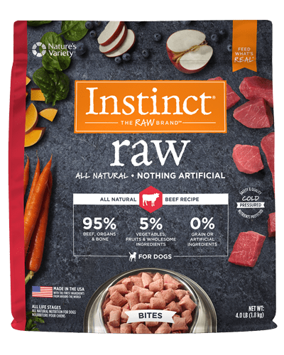 Image of the Instinct Raw dog food packaging